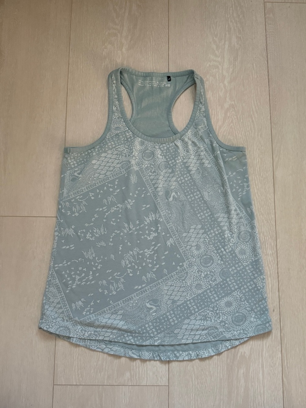 William Rast Sage Green Patterned Racerback Tank
